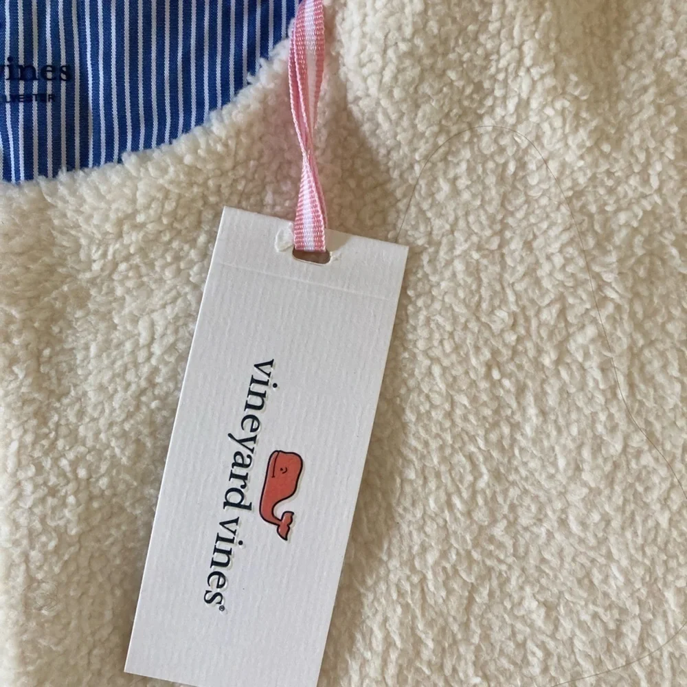Vineyard Vines Girls Fuzzy Vest NWT in Off White Cream Sleeveless Layering Sz 14